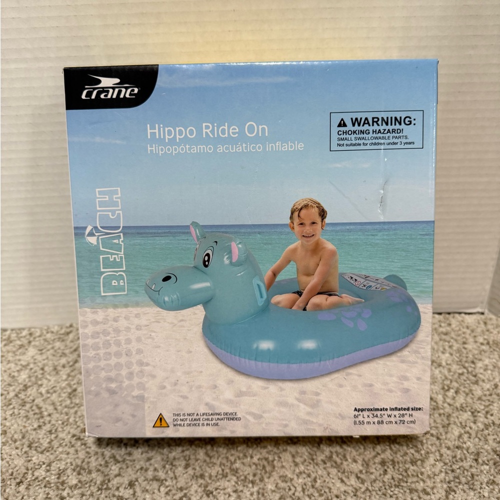 Crane Inflatable Hippo Ride On - NEW IN BOX